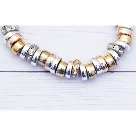 7 inch, Vintage Multi Ring Bands Unique Metal Bracelet - S33 - Picture 2 of 3